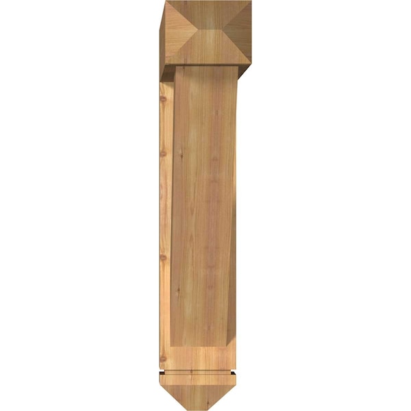 Traditional Arts And Crafts Smooth Bracket W/ Offset Brace, Western Red Cedar, 7 1/2W X 38D X 38H